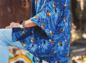 Kimono réversible flo bleu noix de coco