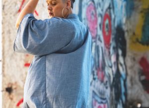 Kimono Flo Mixte Court Bleu Marine Clair Style Denim