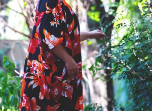 Kimono Fibrane Noir Hibiscus Rouge